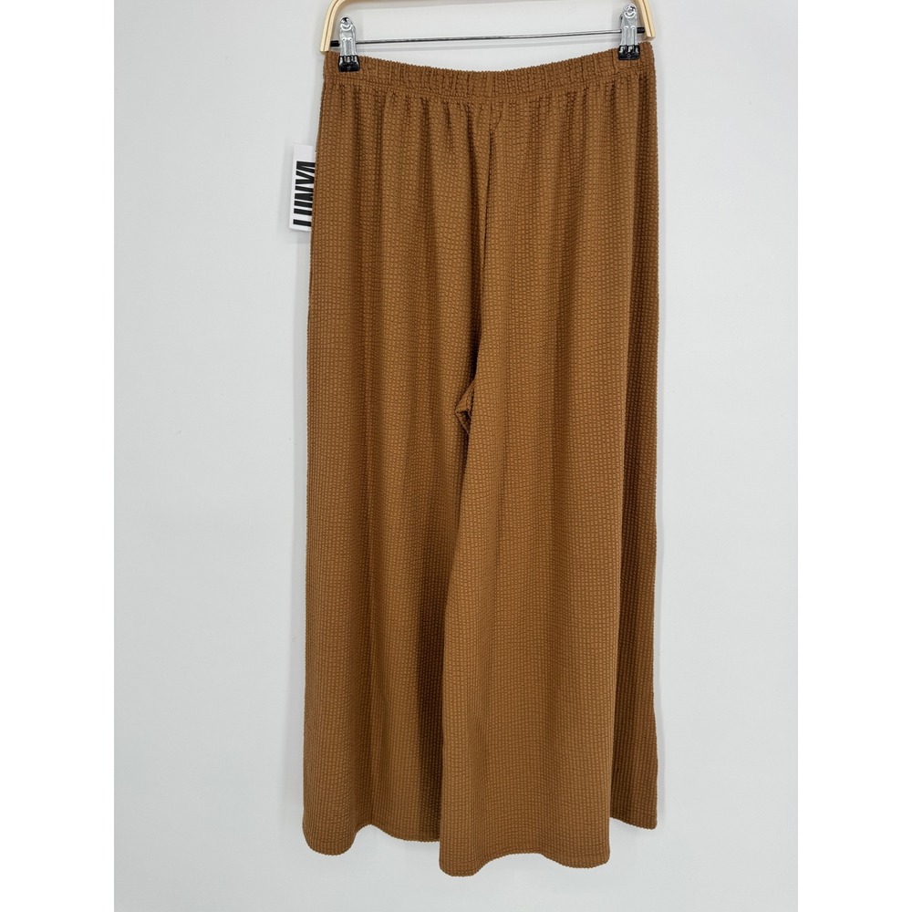 Lunya Organic Cotton Seersucker Drapey Wide Leg Pant Medium Brown Loungewear - Picture 6 of 11